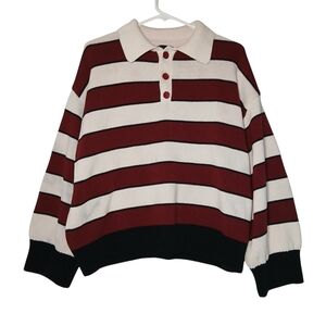 ASOS Red and White Striped Polo Shirt